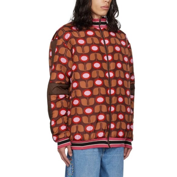 Anna Sui Women's Caramel Multi Full Zip Stand Up Collar Puffer Jacket Size S - Picture 3 of 7